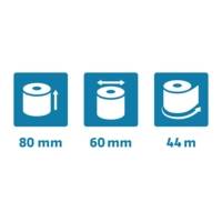 Bobine pour balance 80x60mm - 44m - 1 pli thermique 52g/m2 - Safe Contact. - Blanc - EXACOMPTA