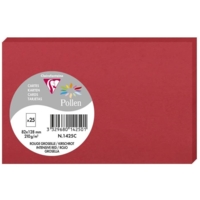 Pqt de 25 Carte Simple 210g 82x128 rouge groseille - Clairefontaine
