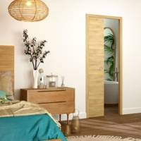 Porte coulissante pleine BERING décor chêne naturel - 204 x 73 cm - tire - Gedimat - SOGAL