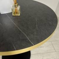 Mange-debout pied noir Ø60cm marquina chants laiton - intérieur - RestooTab