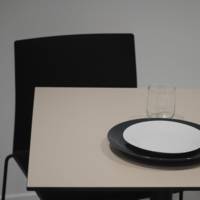 Mange-debout rabattable pied blanc 60x60cm beige coquille - terrasse - RestooTab