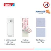 Pack 2 Clous Adhésif Powerstrips 6 Languettes pour papier peint et plâtre 1 Kg - TESA