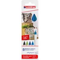 Feutre pour textiles 4600 Etui de 5 'cool' couleurs 1 mm - EDDING