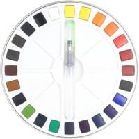 Boîte en métal de 24 demi-godets d'aquarelle fine et 1 Pinceau - PÉBÉO
