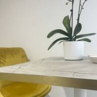 Plateau de table carré Marbre Venato & laiton - RestooTab