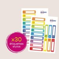 Sachet de 30 étiquettes stylos smiley - 50 x 10 mm - AVERY