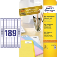 Lot de 4725 etiquettes Mini 25,4 x 10 mm sur 25 Feuilles Blanc - AVERY Zweckform