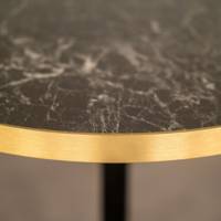 Table pied noir Ø70cm marbre noir chant laiton - intérieur - RestooTab