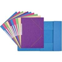 Paquet de 10 Chemises Carte Lustée 24 x 32 cm à rabats et élastiques et étiquette Assorties pastel - COUTAL