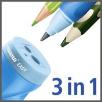 Taille crayons 3 taille de mines EASYsharpener spécial Gaucher Bleu - STABILO