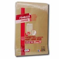 Paquet de 25 sacs à soufflets kraft armé brun n°26 280x375 130g - GPV