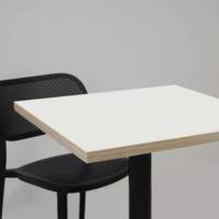 Table pied noir 70x70cm blanc chant bois - intérieur - RestooTab