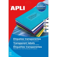 Etui 20 étiquette A4 210x297 mm (1 x 20F A4) Las / Cop Coin Droit Permanent Transparent - Apli-Agipa