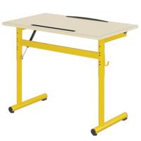 Table à dessin ERGON HR plateau ép.21 mm stratifié chant bois - 100x60 cm - T4 à T7 - Hêtre miel/gris alu RAL 9006 - MOBIDECOR