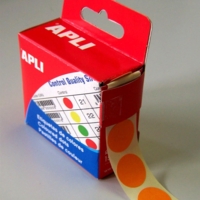 Bte Distributrice 150 étiquettes Gommettes de signalisation Rondes 15 mm Orange - Apli-Agipa