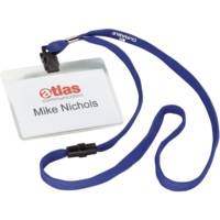 Lot de 10 badges porte-nom 60 x 90 mm avec lanière textile 44 cm bleu marine - DURABLE