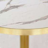 Mange-debout pied Doré Ø60cm marbre blanc chants laiton - intérieur - RestooTab