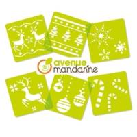 Pochoir enfant noël 2 format 150x150mm translucide set 6 unités - AVENUE MANDARINE