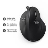 Souris sans fil verticale ergonomique "EMW-500", 6 boutons, noire - HAMA