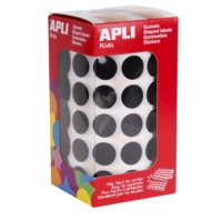 Rouleau de 2832 Gommettes Rondes 15 mm Noir - Apli-Agipa