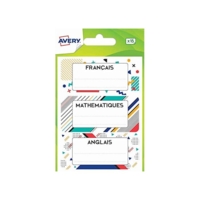 Sachet de 15 étiquettes matières scolaires design graphique Format 76 x 34 mm - Avery