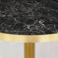Table pied Doré Ø120cm marbre noir brillant chants laiton - intérieur - RestooTab