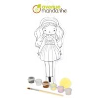 Kit Créatif Enfant - Poupée en coton Imprimé à Peindre Jaune - AVENUE MANDARINE