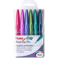 Pochette de 6 Feutres Pinceau Brush Sign Pen 6 Coloris Tendance - Pentel