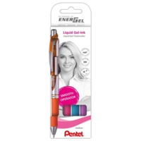 Kit de 4 Stylo roller à encre gel EnerGel XmRT - Pentel