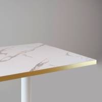 Table pied noir 120x70cm marbre blanc chant laiton - intérieur - RestooTab