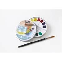 Aquarelle Fine Boîte Ronde en Métal 12 Demi-Godets - PÉBÉO