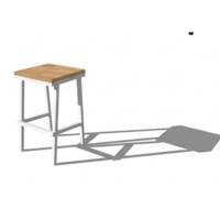 Tabouret carré bois et métal de réemploi - SEVE Mobilier