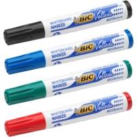 Pack 4 Feutres tableau blanc effaçable 1751 ECOLUTIONS Pointe Biseau Large N/B/R/V - BIC
