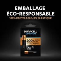 Pack 4 Piles Alcalines Optimum MN1500 AA LR6 200% ExtraLife - DURACELL