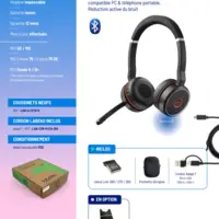 Casque micro sans fil Bluetooth Jabra Evolve 75 reconditionné