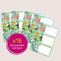 Étiquettes Scolaires Jungle 15 Pièces - Paresseux, Toucan, Koala - 76 x 34 mm - AVERY