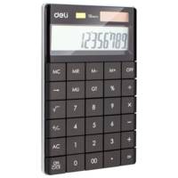 Calculatrice moderne 12 chiffres solaire et pile noir - DELI