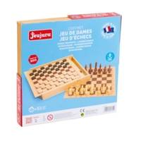 Jeux de dames et d'echecs - coffret en bois - JEUJURA