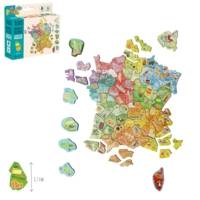 100 Magnets Bois Carte de France - départements et Régions française - JEUJURA