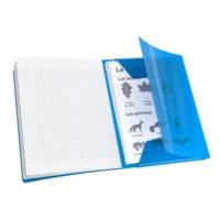 Cahier à rabat agrafé 24x32cm 96P 90G grands carreaux polypro rouge - CONQUÉRANT