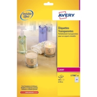 L7780-25 - 600 étiquettes transparentes rondes 40 mm brillantes Impression laser - Avery