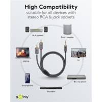 Câble Audio Jack 3.5mm 2 Rca Mâles Gold Nylon Tressé 5m - GOOBAY