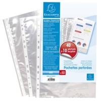 Sachet de 50 pochettes perforées polypropylène lisse 6/100e - A4 - Cristal - EXACOMPTA