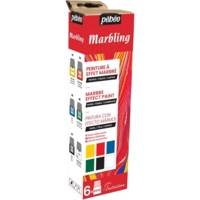 Set Initiation Marbling Peinture sur soie - 6 Flacons Bouchon Pipette de 20 ml - PÉBÉO