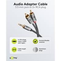 Câble Audio Jack 3.5mm 2 Rca Mâles Gold Nylon Tressé 5m - GOOBAY