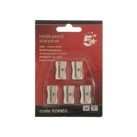 Lot de 5 taille-crayons en métal 1 trou - 5 ETOILES