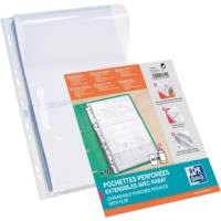 Sachet de 10 pochettes plan à soufflet rabat A4 PP 0,2 mm - OXFORD