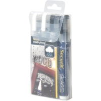 Feutre-craie WATERPROOF MEDIUM, étui de 4 - 2x Noirs 2x Blancs - Securit
