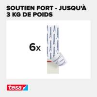 Pack 6 Powerstrips Languette Adhésive 3Kg pour Carrelage et Métal - TESA