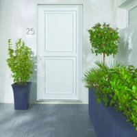 Porte d'entrée PVC MYKONOS blanc dormant 60 mm avec tapées pour isolation 160 mm - 215 x 90 cm - Gedimat - GIMM MENUISERIES